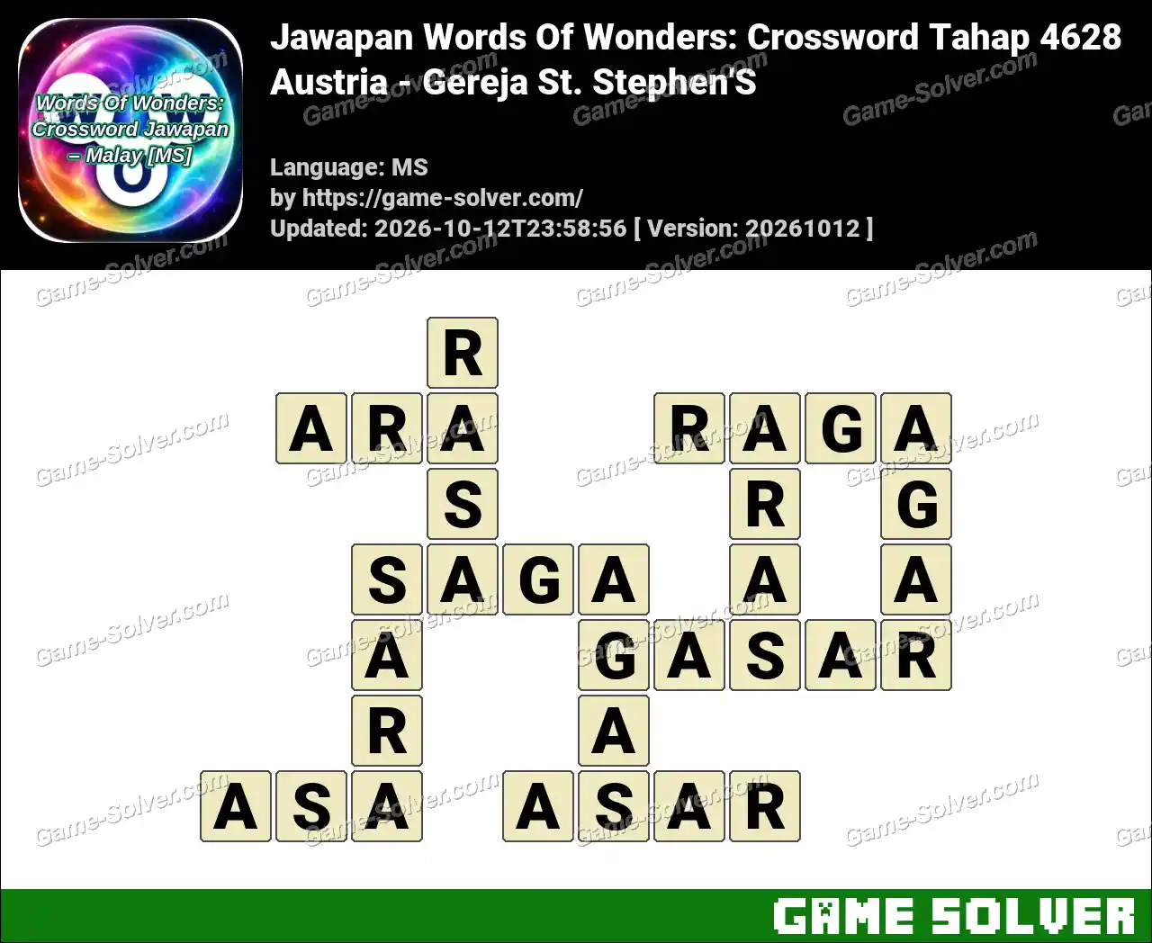 Jawapan Words Of Wonders: Crossword Tahap 4628 – Austria – Gereja St. Stephen’S